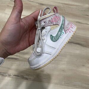 jordan 1 Mid SE ice cream (TD) size 6c used Drip Sneakers Shoes High top DD1668